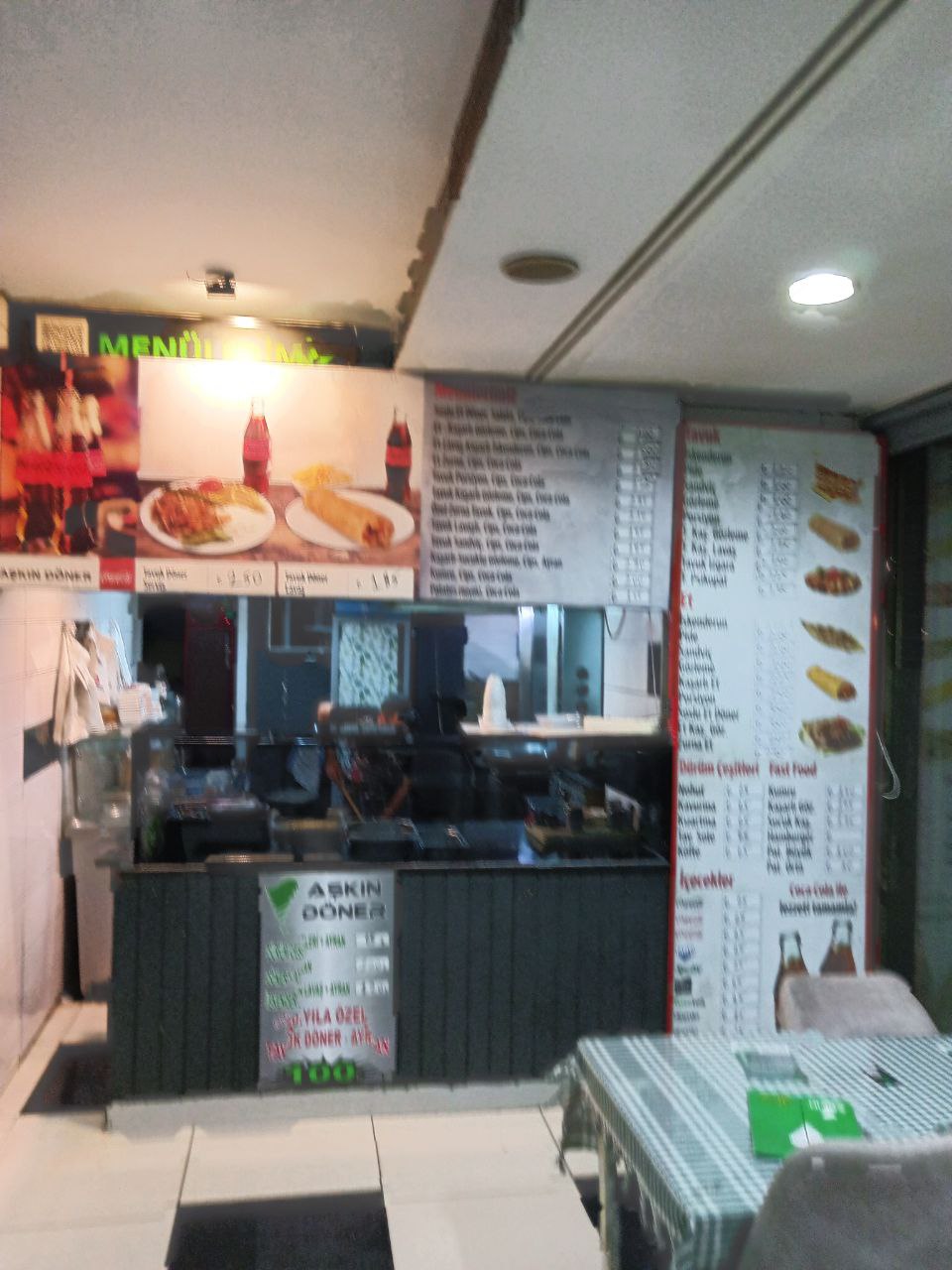Döner counter and menu